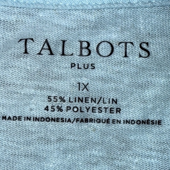 TALBOTS DROP SHOULDER V-NECK TEE - Plus 1X Seaside Blue - Picture 6 of 12